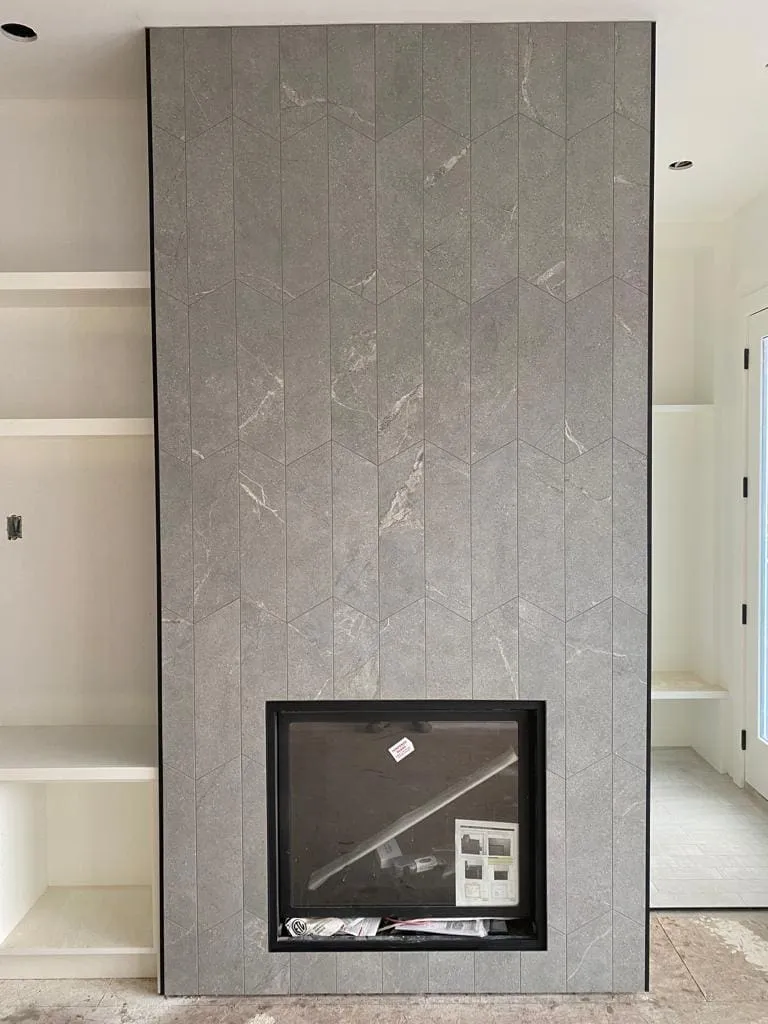 Fireplace tiling completed in Calgary